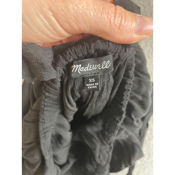 Madewell Womens Jumpsuit Black Sleeveless Lightweight Pockets ruffle size XS - Picture 3 of 6